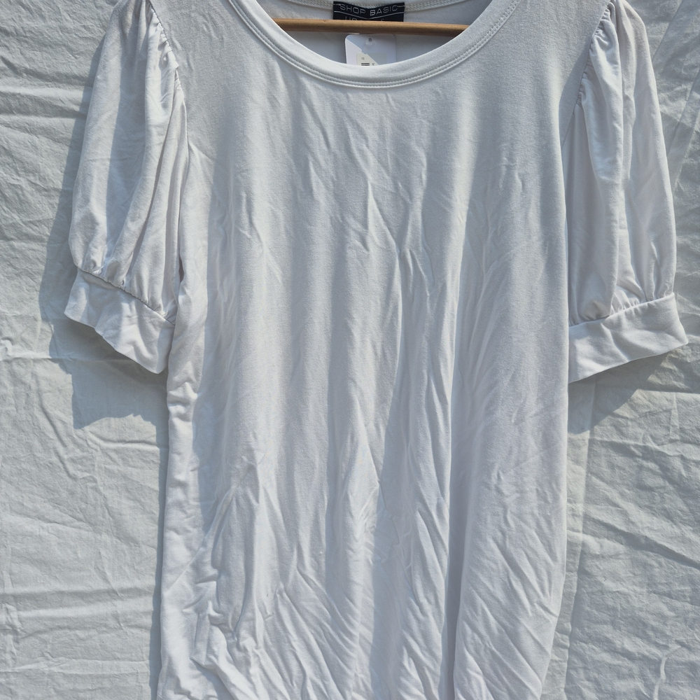 White Short Sleeve Relaxed Blouse